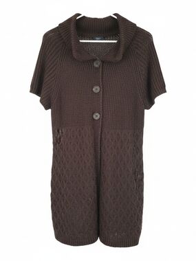 Faded Glory Brown Short-Sleeve Knit Cardigan